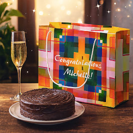 Colorful Abstract Festive Design Gift Bag Große Geschenktüte