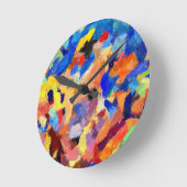 Colorful Abstract finger painting art  Runde Wanduhr (Winkel)