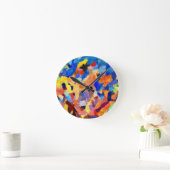Colorful Abstract finger painting art Runde Wanduhr (Zuhause)
