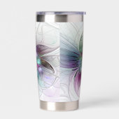 Colorful Abstract Flower Modern Floral Fractal Art Thermobecher (Links)