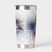 Colorful Abstract Flower Modern Floral Fractal Art Thermobecher (Rechts)