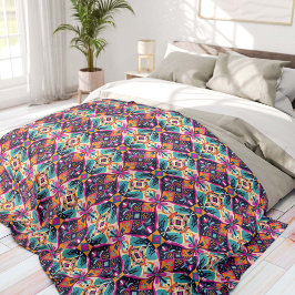 Colorful Abstract Geometric Bohemian Fleecedecke