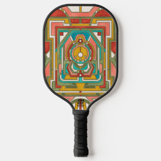 Colorful Abstract Geometric Butterfly Art Nouveau Pickleball Schläger
