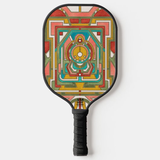 Colorful Abstract Geometric Butterfly Art Nouveau Pickleball Schläger (Vorderseite)