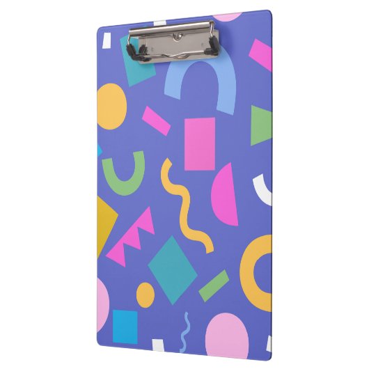 Colorful Abstract Geometric Memphis Style Pattern Klemmbrett (Links)