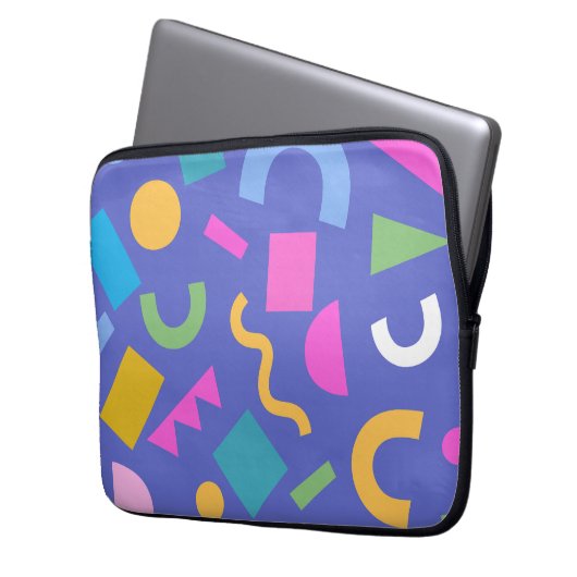 Colorful Abstract Geometric Memphis Style Pattern Laptopschutzhülle (Vorderseite Links)