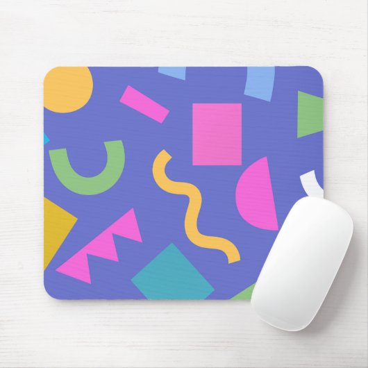 Colorful Abstract Geometric Memphis Style Pattern Mousepad (Mit Mouse)