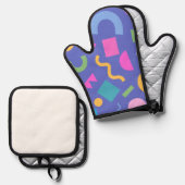 Colorful Abstract Geometric Memphis Style Pattern Ofenhandschuh & Topflappen-Set (Vorderseite/Rückseite)