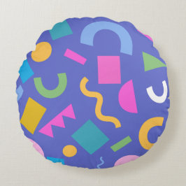 Colorful Abstract Geometric Memphis Style Pattern Rundes Kissen