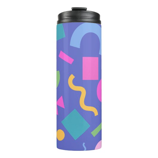 Colorful Abstract Geometric Memphis Style Pattern Thermosbecher (Vorderseite)