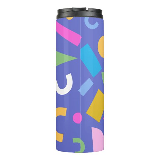 Colorful Abstract Geometric Memphis Style Pattern Thermosbecher (Rückseite)