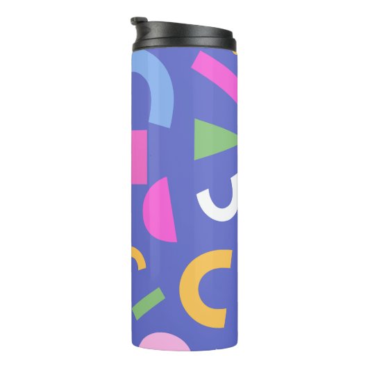 Colorful Abstract Geometric Memphis Style Pattern Thermosbecher (Nach rechts gedreht)