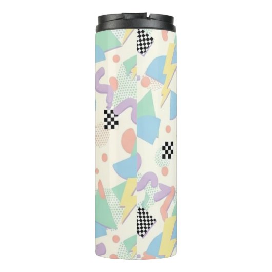 Colorful Abstract Geometric Memphis Style Pattern Thermosbecher (Rückseite)