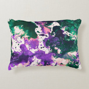 Colorful Abstract Green and Purple Splatter Paint Dekokissen
