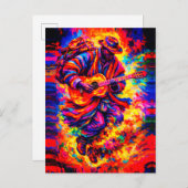 Colorful Abstract Guitar Players Duo Impasto Postkarte (Vorne/Hinten)