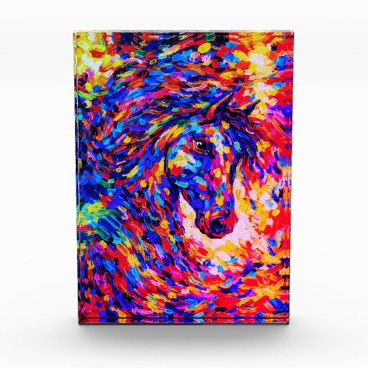 Colorful Abstract Horse Portrait Impasto Fotoblock (Vorderseite)