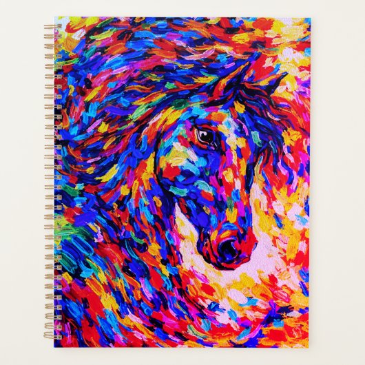 Colorful Abstract Horse Portrait Impasto Planer (Vorderseite)