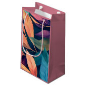 Colorful Abstract Leaves Kleine Geschenktüte (Rückseite Schrägansicht)