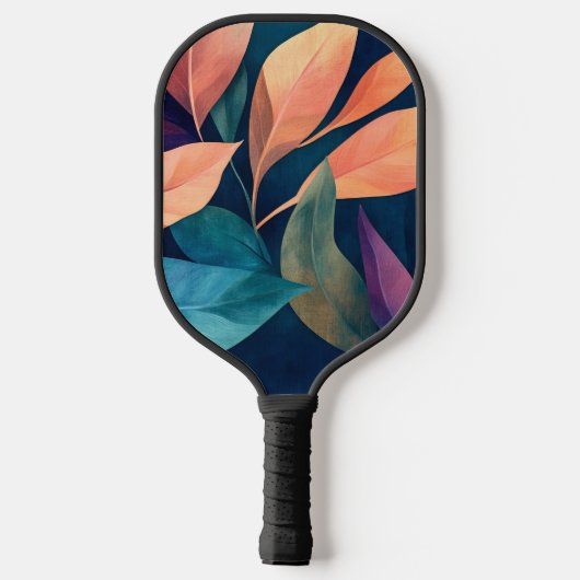 Colorful Abstract Leaves Pickleball Schläger (Rückseite)
