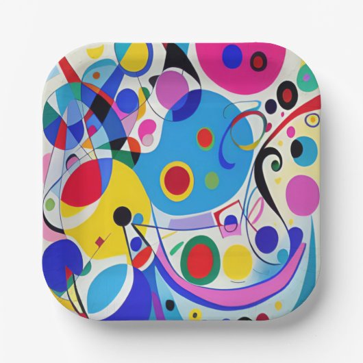 Colorful Abstract Modern Art Design Pappteller (Vorderseite)