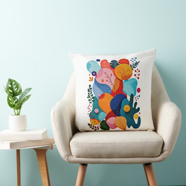 Colorful Abstract Organic Shapes Boho Floral Kissen (Stuhl )