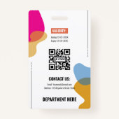 Colorful Abstract Organic Wave Employee Photo ID Ausweis (Rückseite)