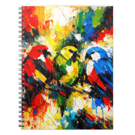 Colorful Abstract Parrots Tropical Birds Art  Notizblock