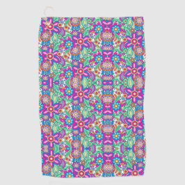 Colorful abstract pattern featuring flowers golfhandtuch