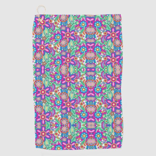 Colorful abstract pattern featuring flowers golfhandtuch (Vorderseite)