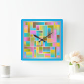 COLORFUL ABSTRACT PATTERN QUADRATISCHE WANDUHR (Zuhause)