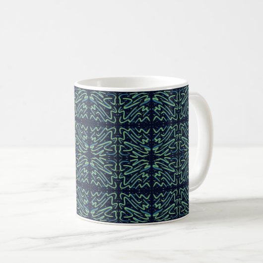 Colorful Abstract Psychedelic Stringy Pointed Art Kaffeetasse (VorderseiteRechts)