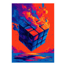 Colorful Abstract Puzzle Cube Wall Art