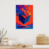 Colorful Abstract Puzzle Cube Wall Art Poster (Küche)