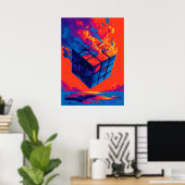 Colorful Abstract Puzzle Cube Wall Art Poster (Heimbüro)