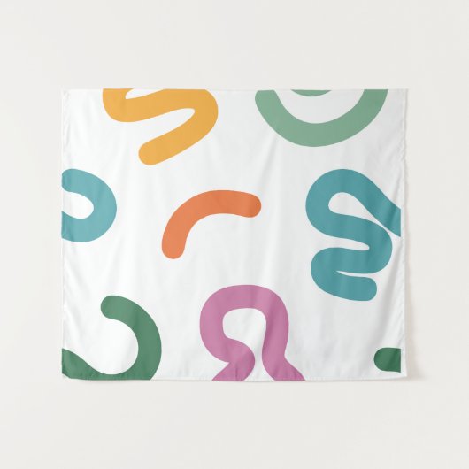 Colorful Abstract Shapes Pattern Wandteppich (Vorderseite (Horizontal))