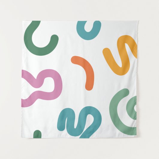 Colorful Abstract Shapes Pattern Wandteppich (Vorderseite (Horizontal))