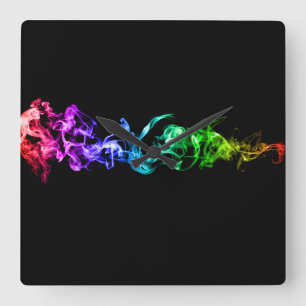 Colorful Abstract Smoke - A Rainbow in the Dark Quadratische Wanduhr