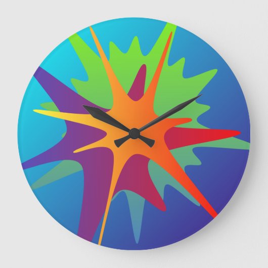 Colorful Abstract Splash Wall Clock Große Wanduhr (Vorderseite)