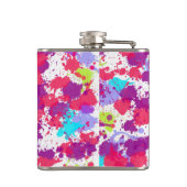 Colorful Abstract Splatter Paint, Red and Purple Flachmann (Rückseite)