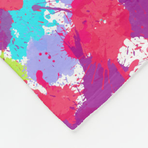 Colorful Abstract Splatter Paint, Red and Purple Fleecedecke