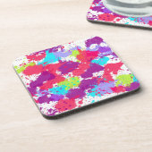 Colorful Abstract Splatter Paint, Red and Purple Getränkeuntersetzer (Linke Seite)