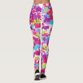 Colorful Abstract Splatter Paint, Red and Purple Leggings (Rückseite)