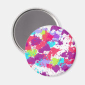 Colorful Abstract Splatter Paint, Red and Purple Magnet (Vorderseite/Rückseite)