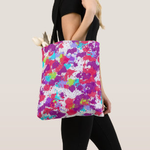 Colorful Abstract Splatter Paint, Red and Purple Tasche