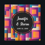Colorful Abstract Squares and Shapes Wedding Magnet<br><div class="desc">Event magnet with a colorful abstract background. Bold and exciting colors - pink,  blue,  orange and more.</div>
