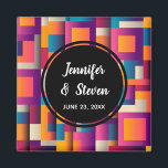 Colorful Abstract Squares and Shapes Wedding Magnet<br><div class="desc">Event magnet with a colorful abstract background. Bold and exciting colors - pink,  blue,  orange and more.</div>