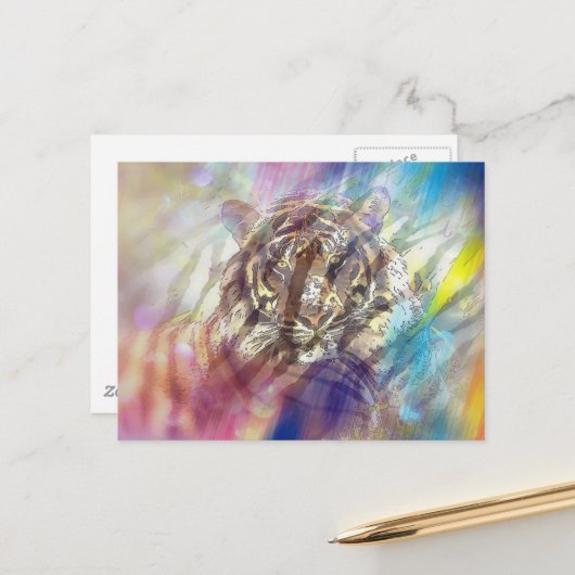 Colorful Abstract Tiger  Postkarte (Vorderseite/Rückseite Beispiel)