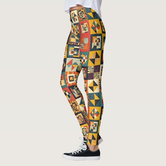 Colorful Abstract Tiled Geometrical Pattern Leggings (Links)