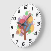 Colorful Abstract Tree of Life Modern Art Große Wanduhr (Winkel)