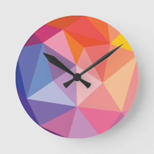 Colorful Abstract Triangle Pattern Runde Wanduhr